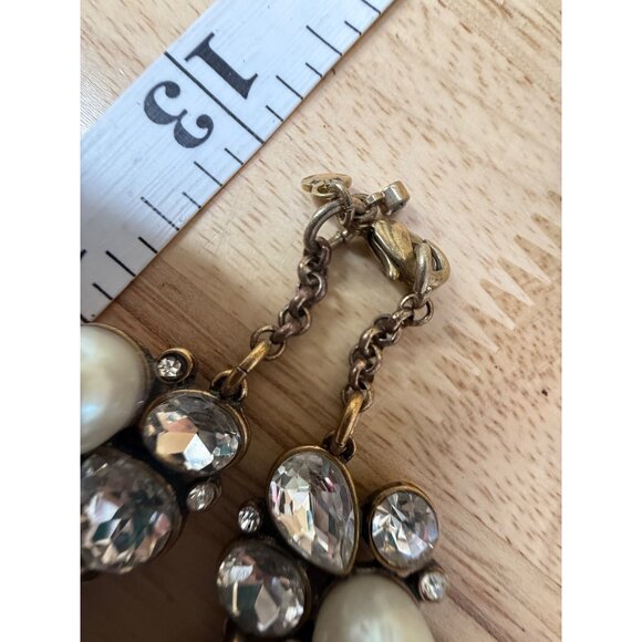 Ann Taylor Pearl & Rhinestone Gold Statement Necklace 18" Elegant Womens Jewelry - Picture 10 of 12